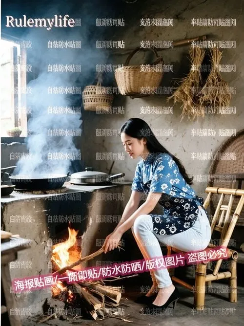 高级去水印前效果预览：图片带全屏平铺版权水印与底部大文字横幅水印